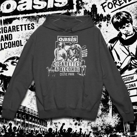 Oasis Cigarettes & Alcohol Black Hoody – Glasgow Celtic Park 2027